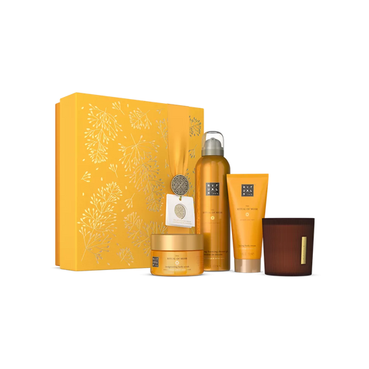 The Ritual of Mehr Gift Set M foaming shower gel 200ml, body cream 100ml, body scrub 125g, scented candle 140g