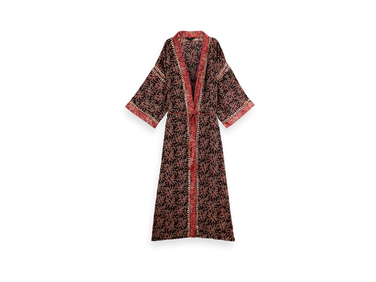 Jaypur Saree Kimono Dark Flower Long