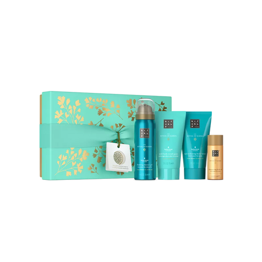 The Ritual of Karma Gift Set S foaming shower gel 50ml, body scrub 70ml, body lotion 70ml, body shimmer 30ml