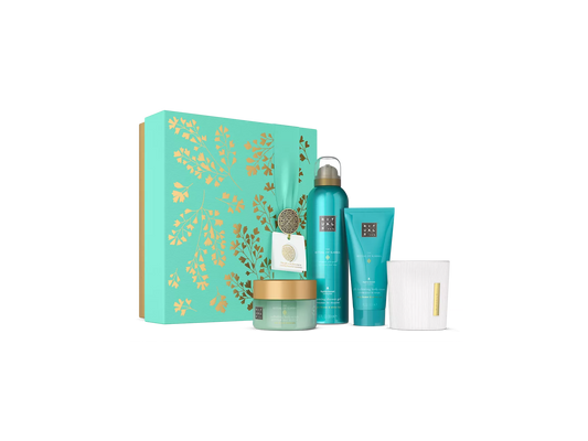 The Ritual of Karma Gift Set M schuimende douchegel 200 ml, bodycrème 100 ml, bodyscrub 125 g, kaars 140 gr