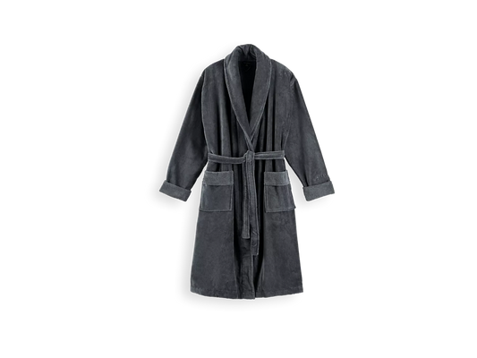 Super Smooth Cotton Bathrobe Men M Charcoal Grey