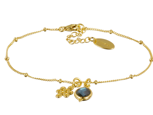 Labradorite Infinity Pendant Bracelet Gold Plated