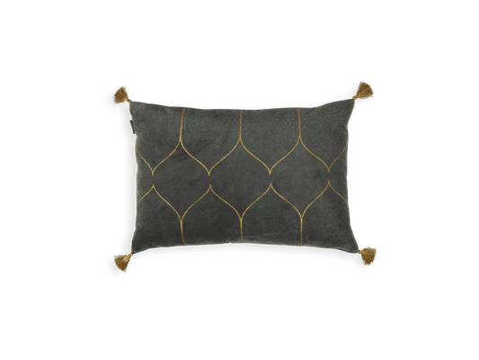 Vellore Cotton Velvet Cushion Case 60x40cm Grey Blue